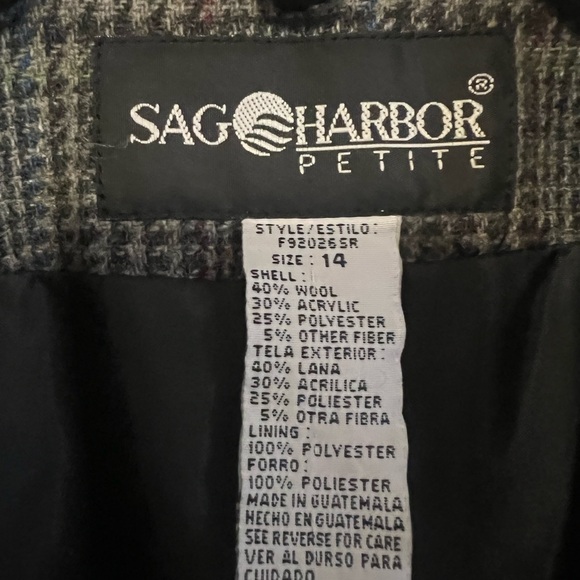 Sag Harbor Petite Vintage Women’s Wool Houndstooth long Line Blazer 14P Academia - Picture 4 of 12